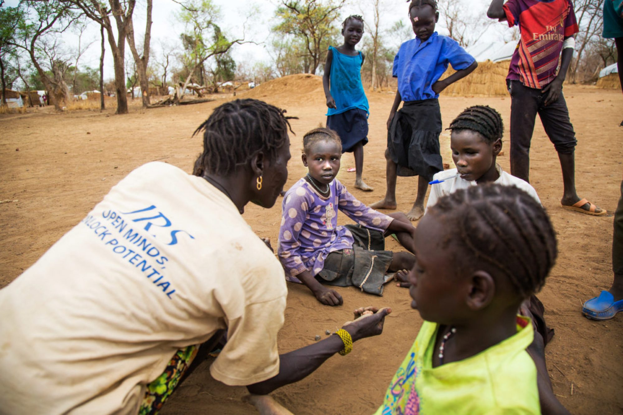 Children play during a break at the Offra school, in Maban, South Sudan.