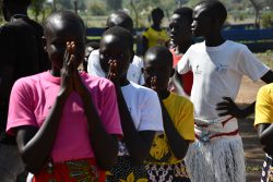 Girls Praying during a mass in Maban (South Sudan)